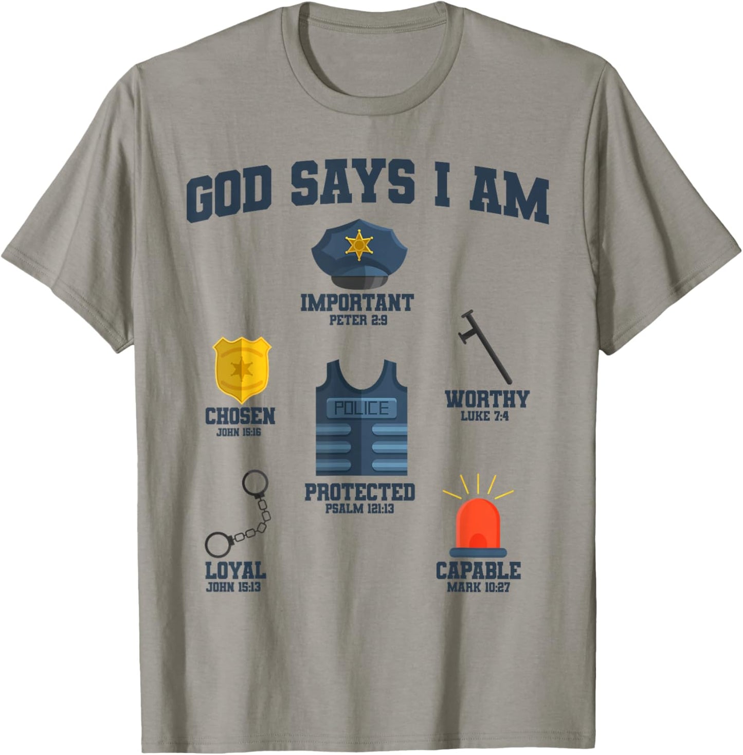 God Says I Am Police Lover Kids Boys Christian T-Shirt - T-Shirt | Sand