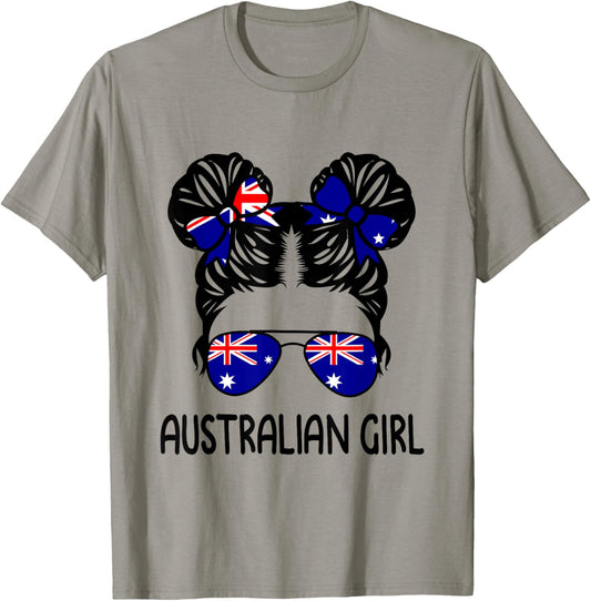 Australian Girl Messy Hair Australia Pride Patriotic Kids T-Shirt - T-Shirt | Sand