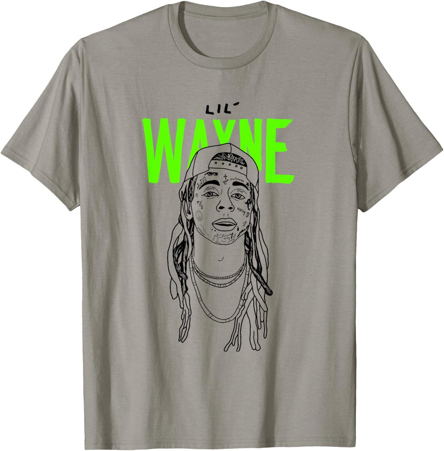 Lil Wayne Illustrated Face Logo Small T-Shirt - T-Shirt | Sand