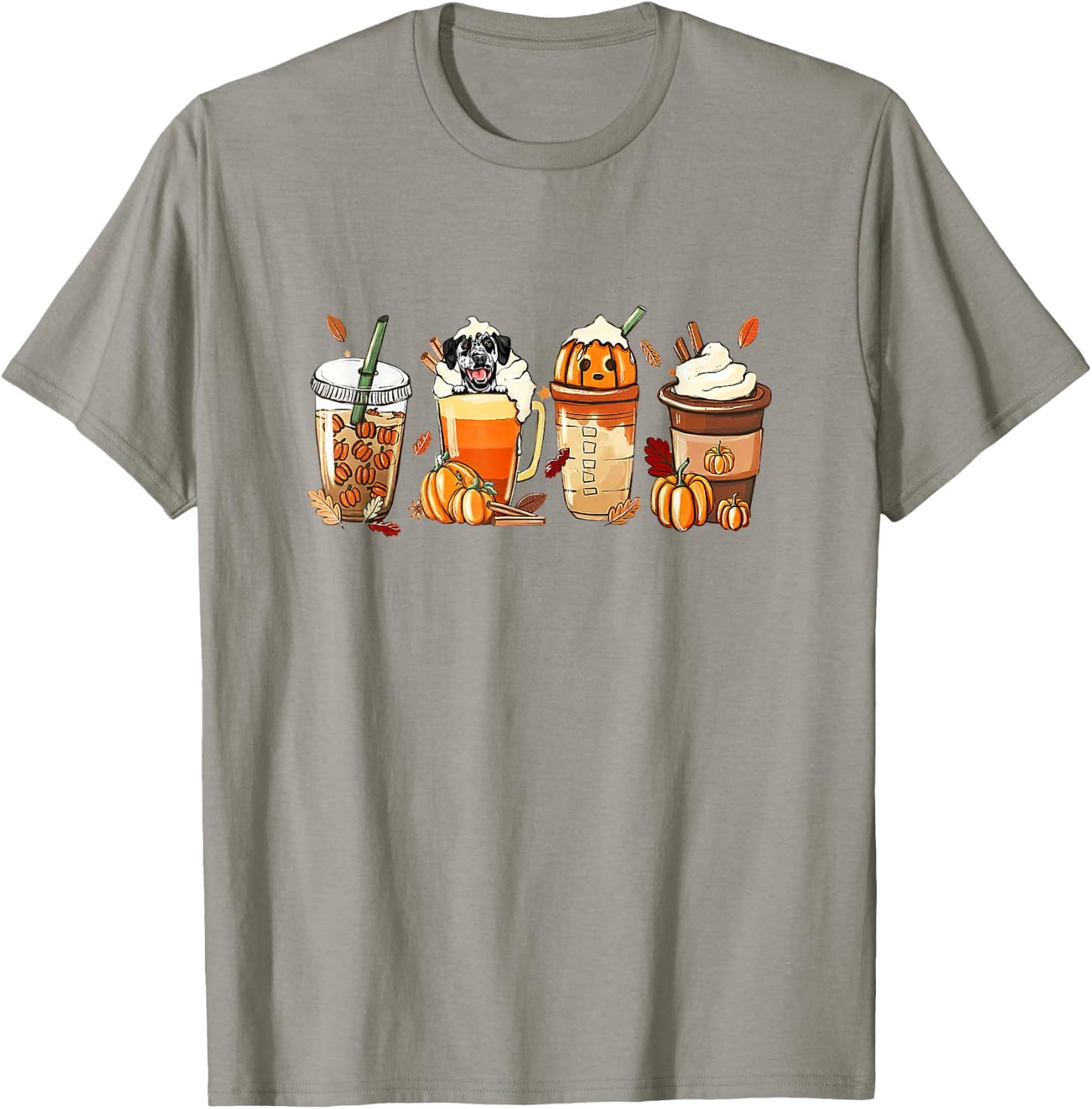 Dalmatian Lover Pumpkin Spice Fall Coffee Thanksgiving T-Shirt - T-Shirt | Sand