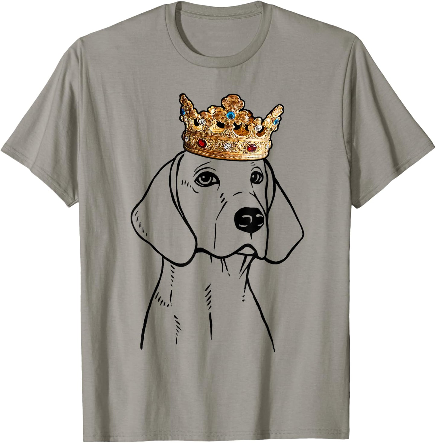 American Foxhound Dog Wearing Crown Men Women Kids T-Shirt - T-Shirt | Sand