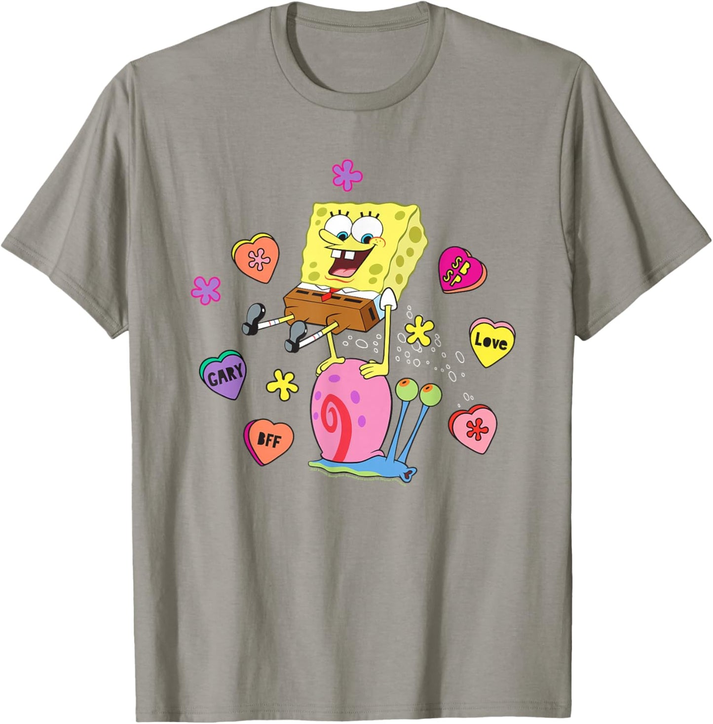 SpongeBob SquarePants And Gary BFF Valentine's Candy Hearts T-Shirt - T-Shirt | Sand