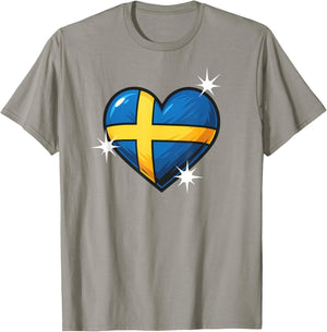 Schwedische Flagge Herz Damen Herren Kinder Gelb & Blau Schweden T-Shirt - T-Shirt | Sand