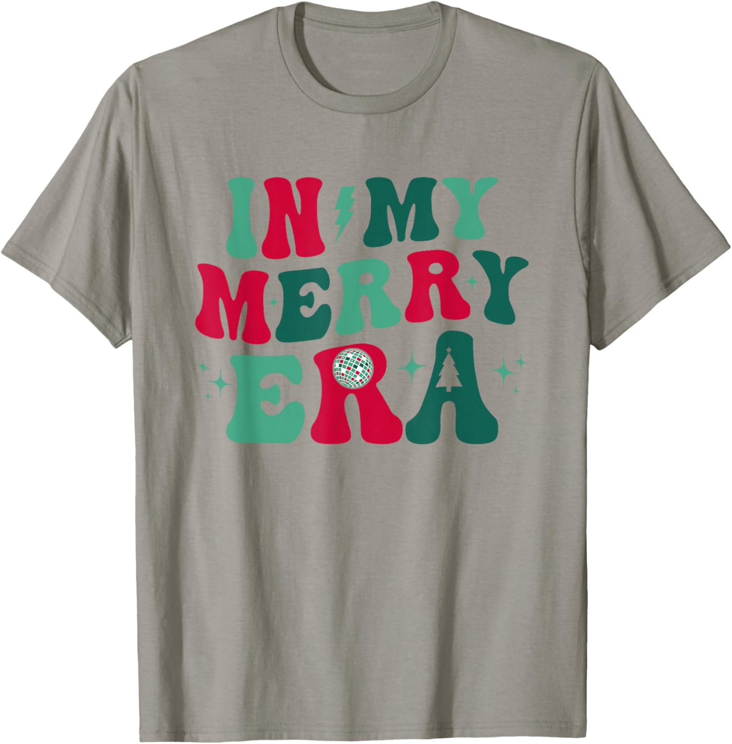 Christmas In My Merry Era Xmas Holiday Groovy Xmas Pajamas T-Shirt - T-Shirt | Sand
