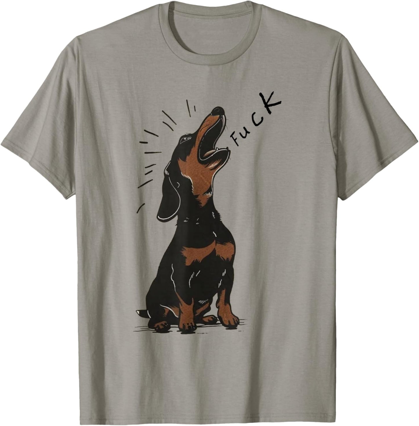 Angry - Dachshund Dog Fuck Howling Yelling Art T-Shirt - T-Shirt | Sand