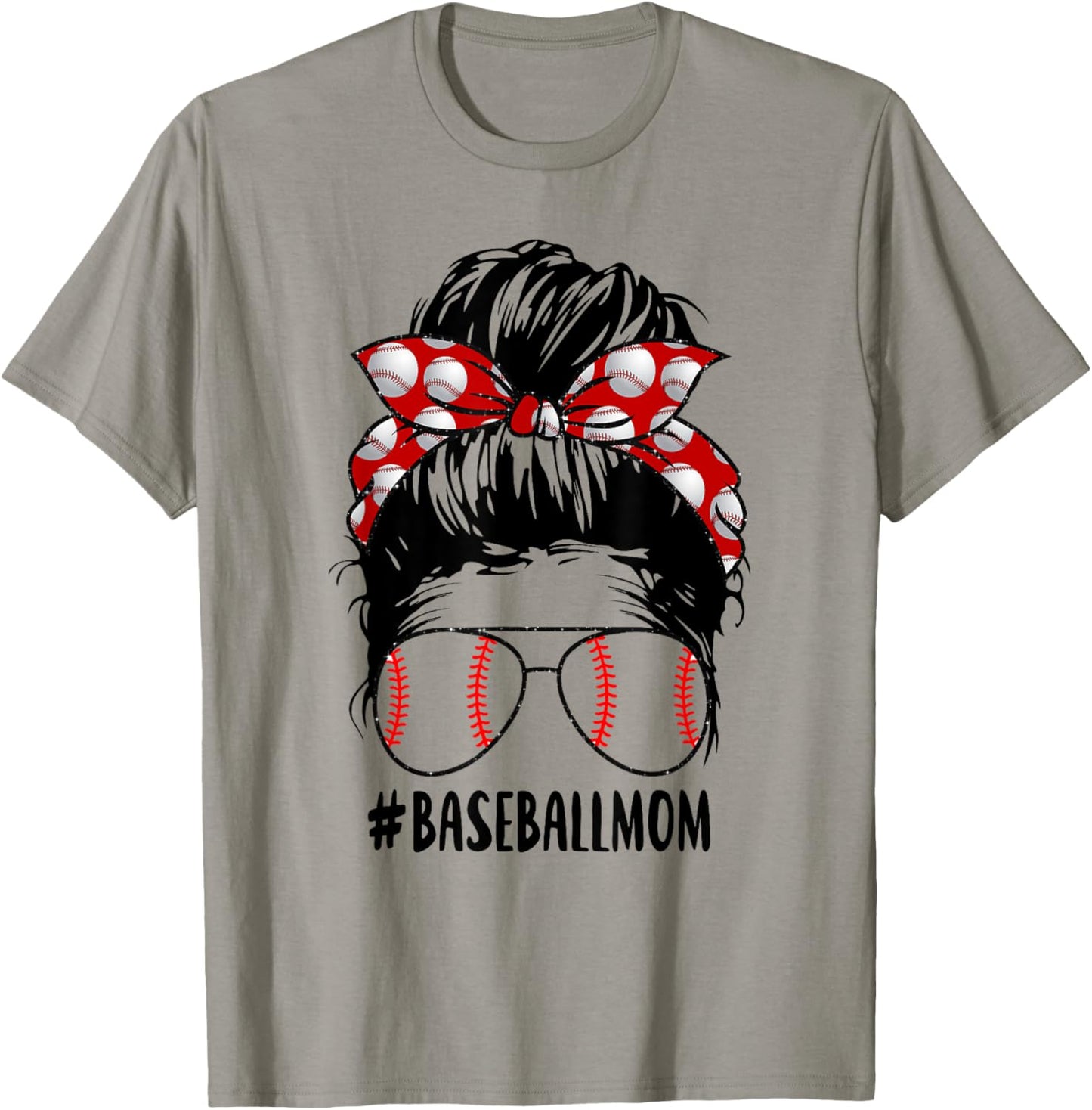 Baseball Mom Hair Baseball Sunglasses T-Shirt - T-Shirt | Sand