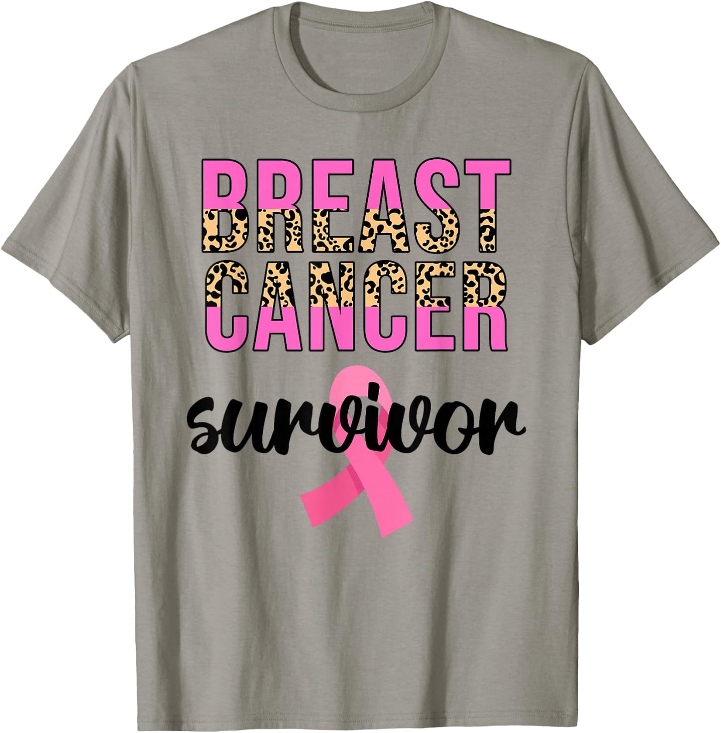 Breast Cancer Survivor Women Leopard Breast Cancer Awareness T-Shirt - T-Shirt | Sand