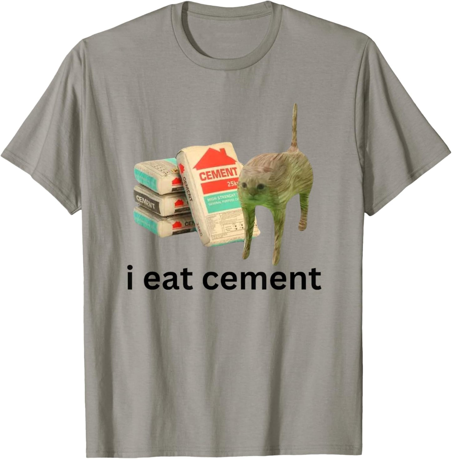 I Eat Cement Funny Cursed Cat Unhinged Meme T-Shirt - T-Shirt | Sand