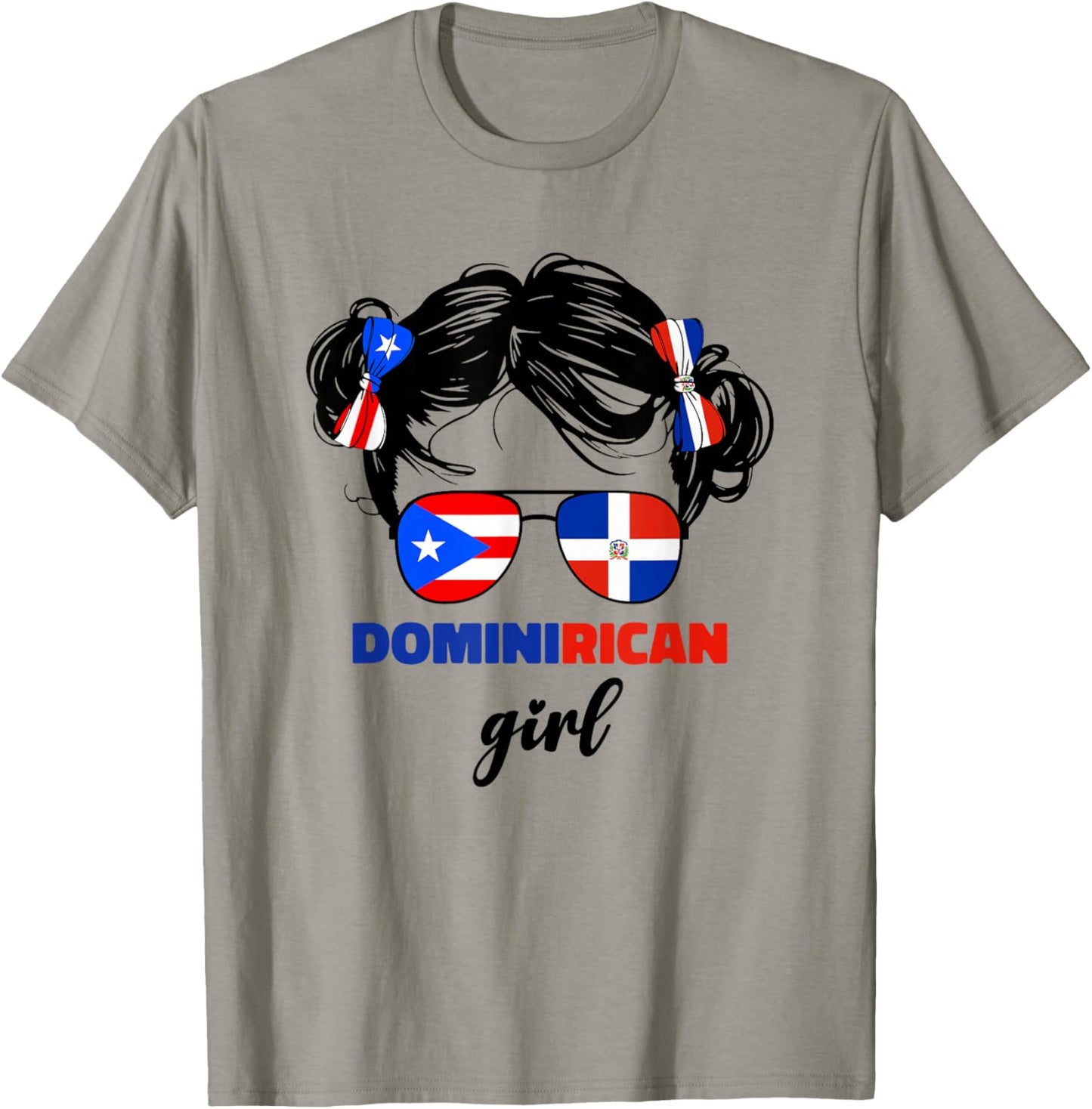 DominiRican Girl Kids Dominican and Puerto Rican Rico Flag T-Shirt - T-Shirt | Sand