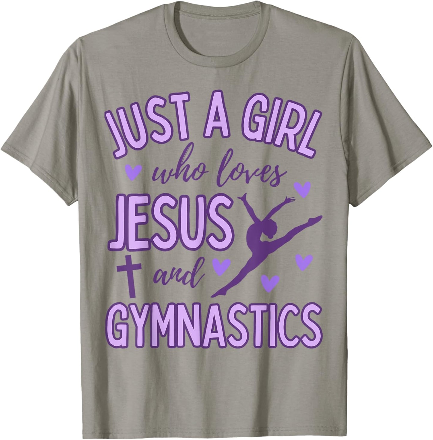 Just A Girl Who Loves Jesus and Gymnastics Christian Purple T-Shirt - T-Shirt | Sand