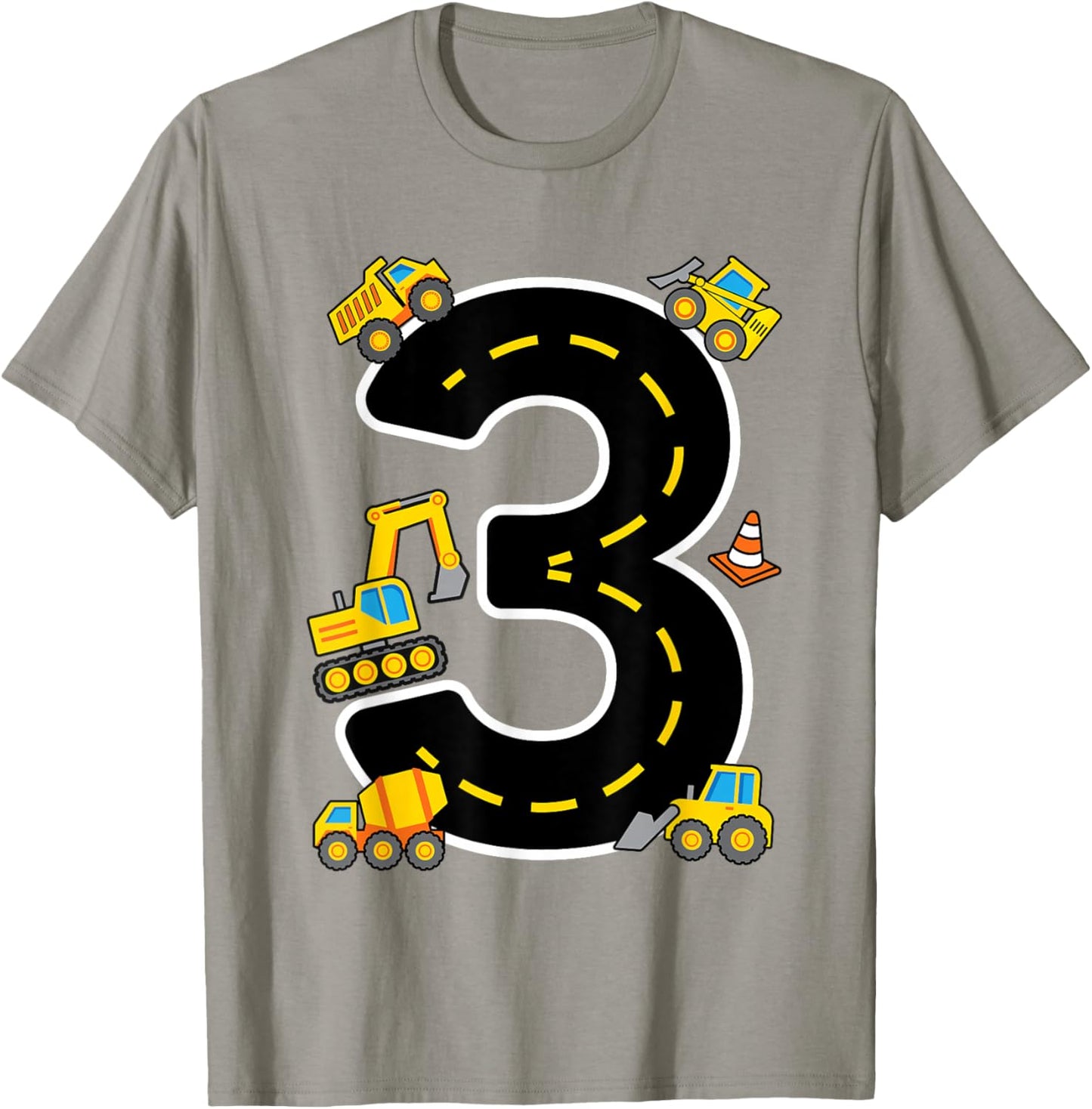 I'm 3 Construction Theme 3rd Birthday Party Boys Excavator T-Shirt - T-Shirt | Sand