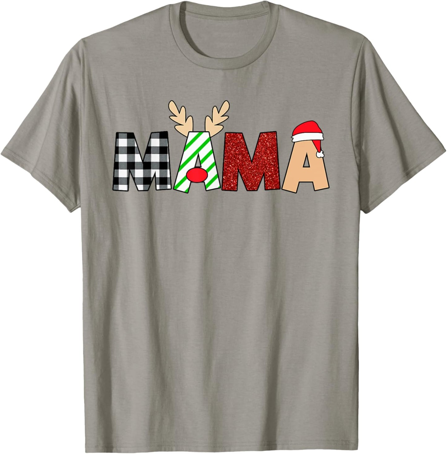 Mama Santa Christmas Family Matching Pajamas Mama Xmas T-Shirt - T-Shirt | Sand