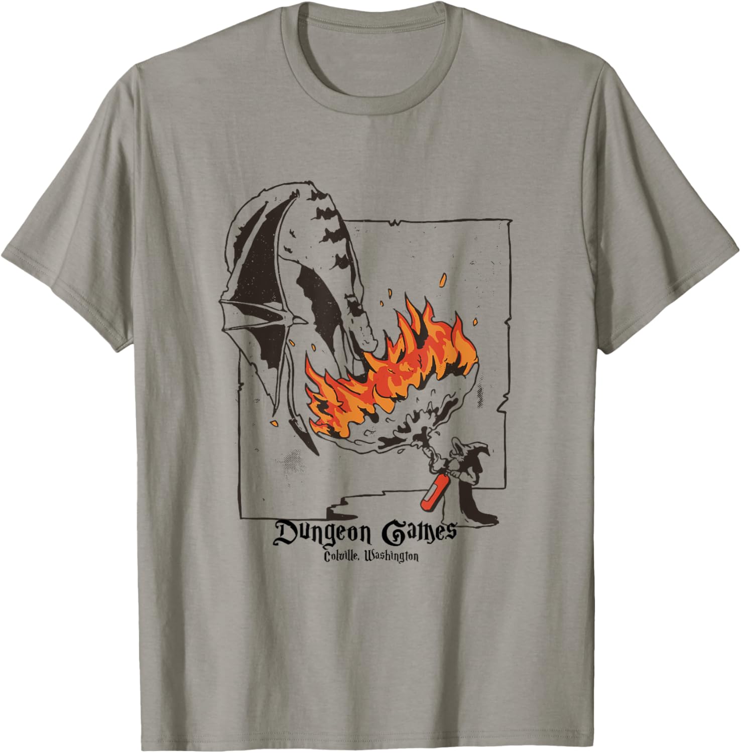 Funny Dragon and Wizard Fantasy T-Shirt - T-Shirt | Sand