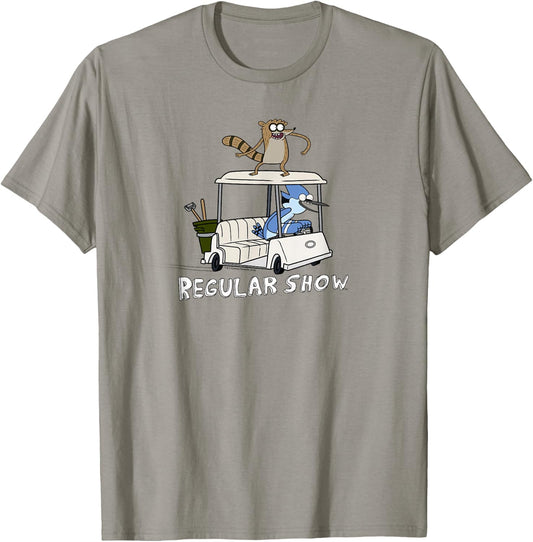Regular Show Mordecai and Rigby Golf Cart T-Shirt - T-Shirt | Sand