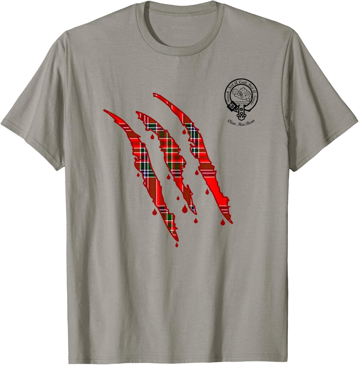 Clan MacBean Claw Marks Surname Tartan Crest T-Shirt - T-Shirt | Sand