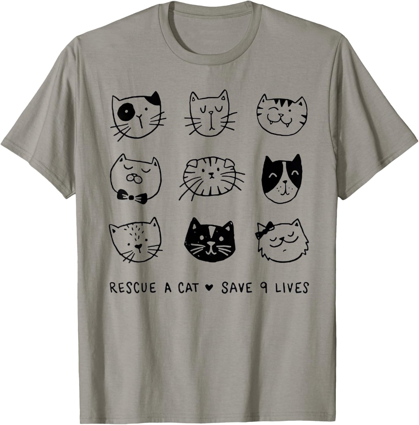 Rescue A Cat Save Nine Lives Funny Cat Lover Gift Women T-Shirt - T-Shirt | Sand
