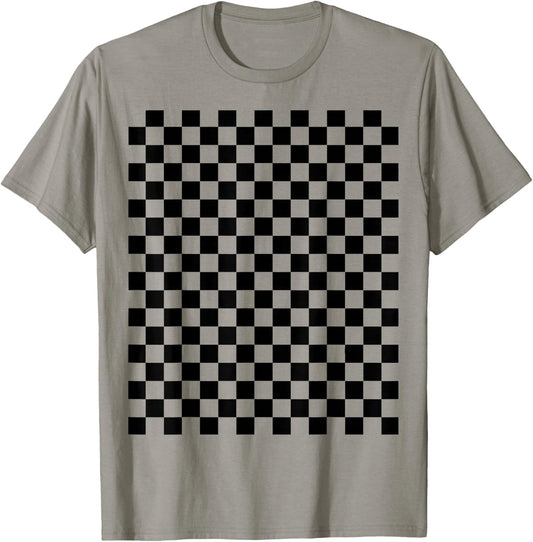 Checkerboard Squares Race Black Classic Check Pattern T-Shirt - T-Shirt | Sand