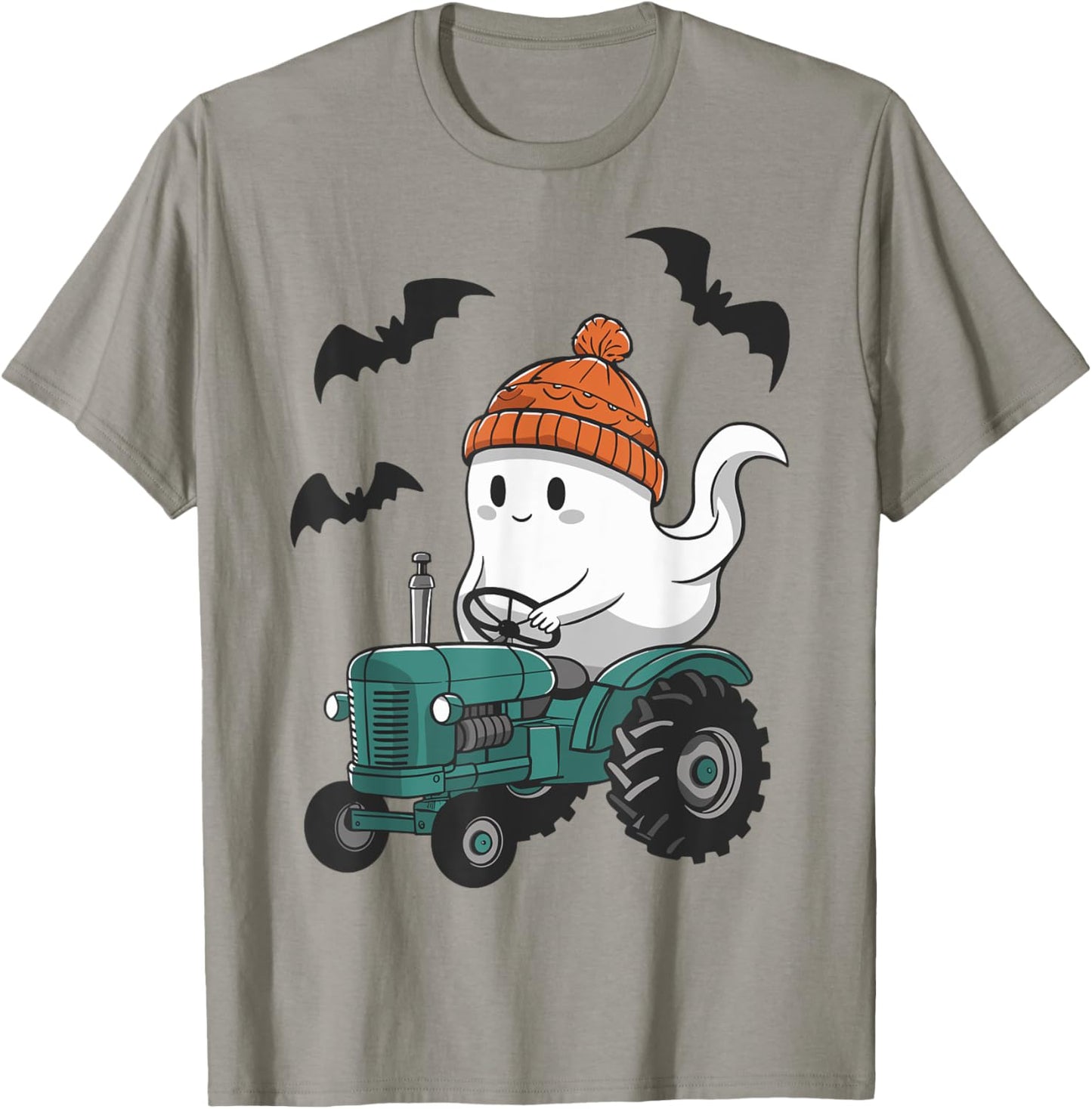 Cute Ghost Riding Tractor Lovers Spooky Halloween Farmer T-Shirt - T-Shirt | Sand