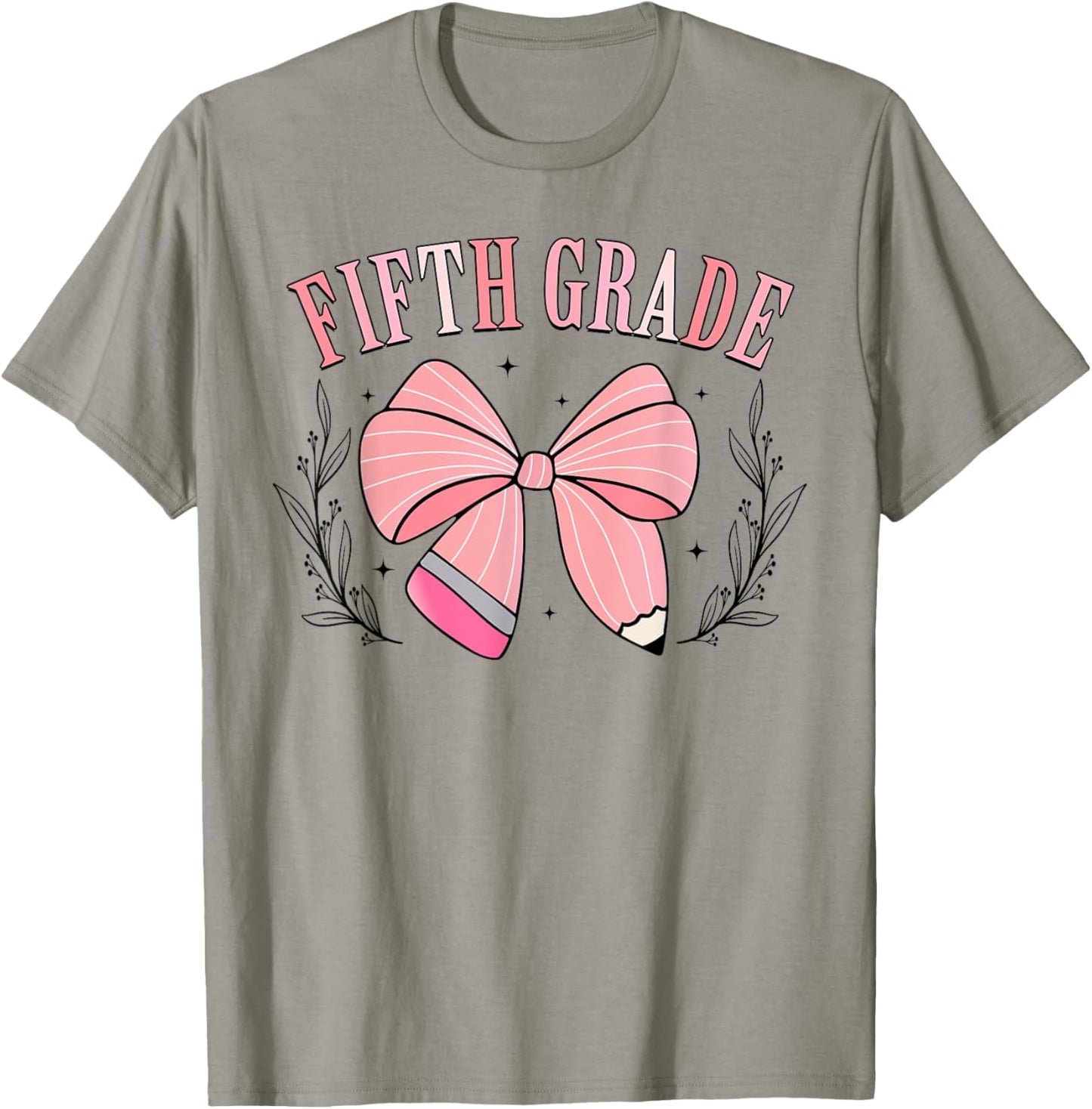 5th Grade Teacher Pencil Coquette Bow Back To School Teacher Women Girls Kids T-Shirt - T-Shirt | Sand