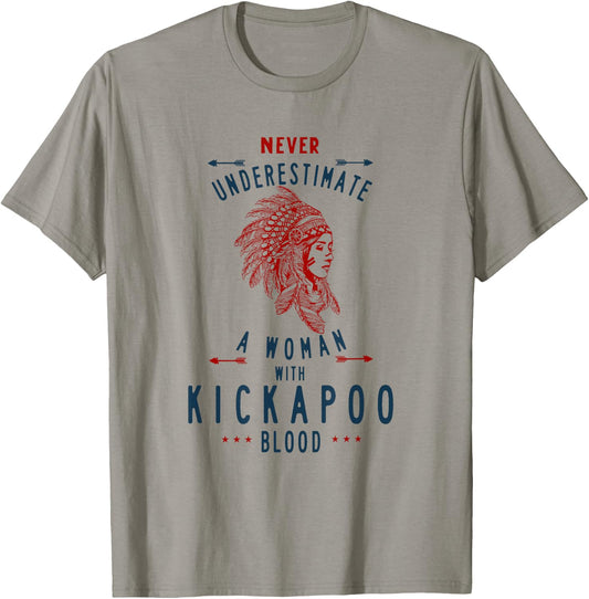 Kickapoo Native Mexican Indian Woman Never Underestimate T-Shirt - T-Shirt | Sand