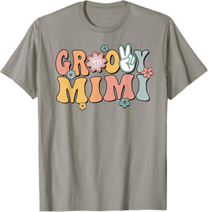 Groovy Mimi Retro Grandma Matching Family 1st Birthday Party T-Shirt - T-Shirt | Sand