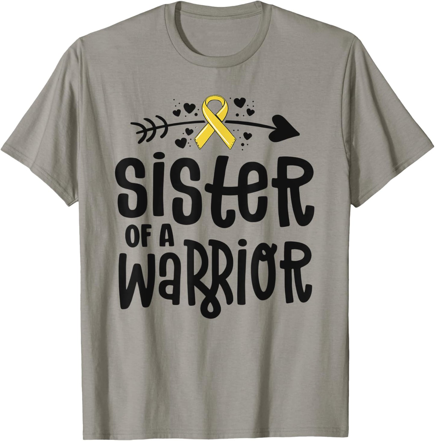 Sister Of A Warrior Gift Family Childhood Cancer Awareness T-Shirt - T-Shirt | Sand