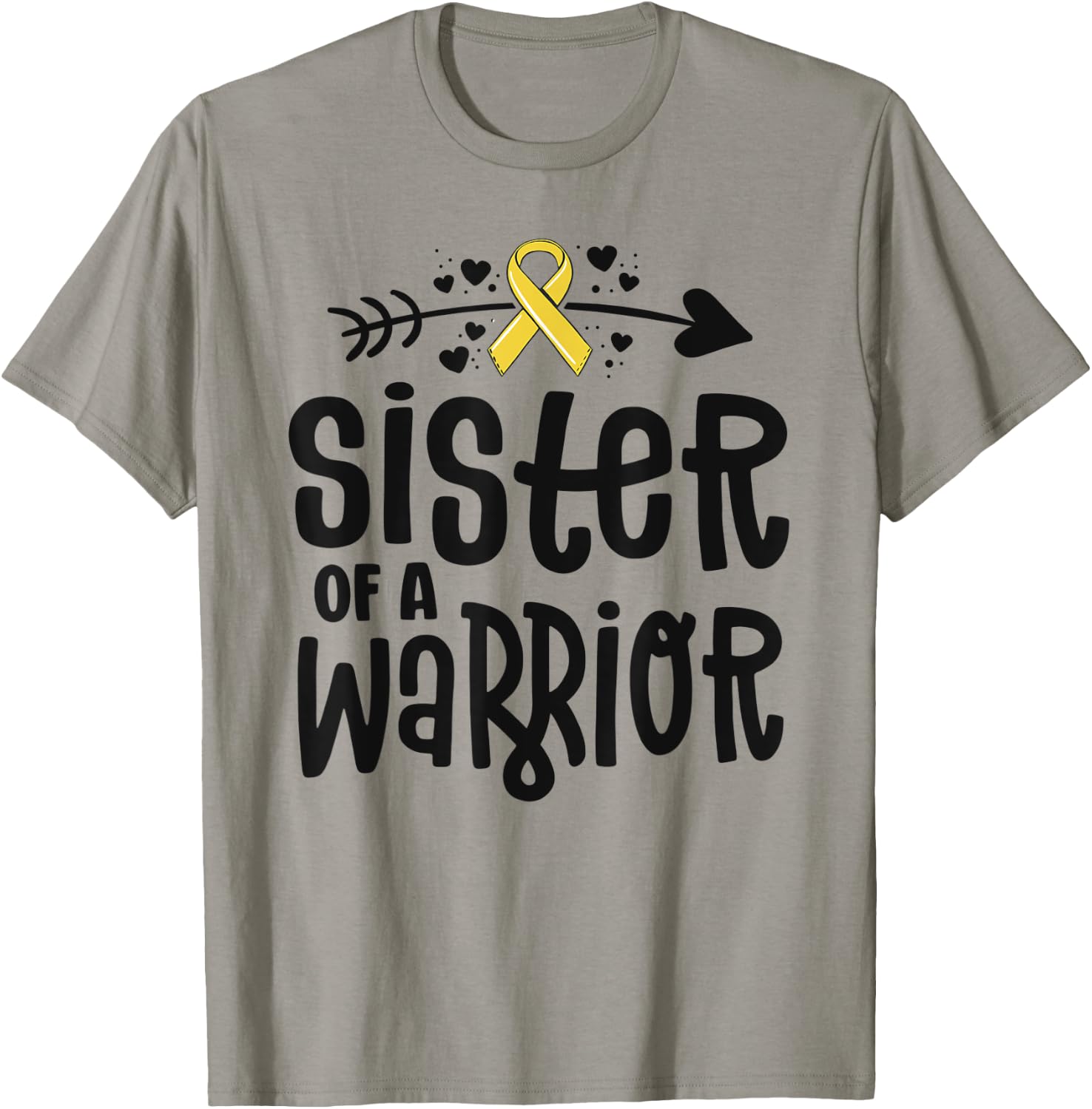 Sister Of A Warrior Gift Family Childhood Cancer Awareness T-Shirt - T-Shirt | Sand