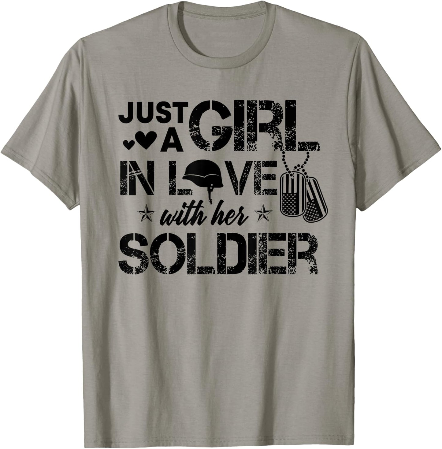 Just A Girl in Love with Her Soldier Army Girlfriend Wife T-Shirt - T-Shirt | Sand
