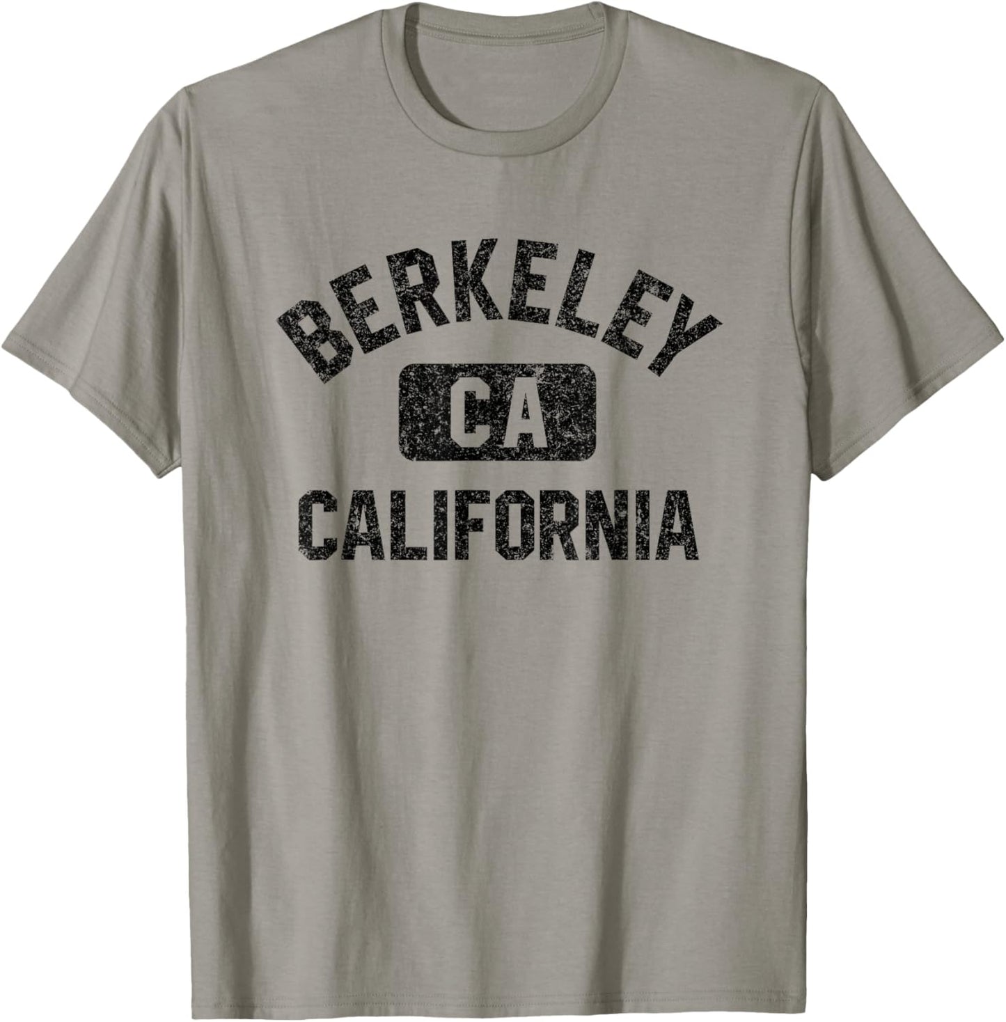 Berkeley California Gym Style Yellow w Distress Black Print T-Shirt - T-Shirt | Sand