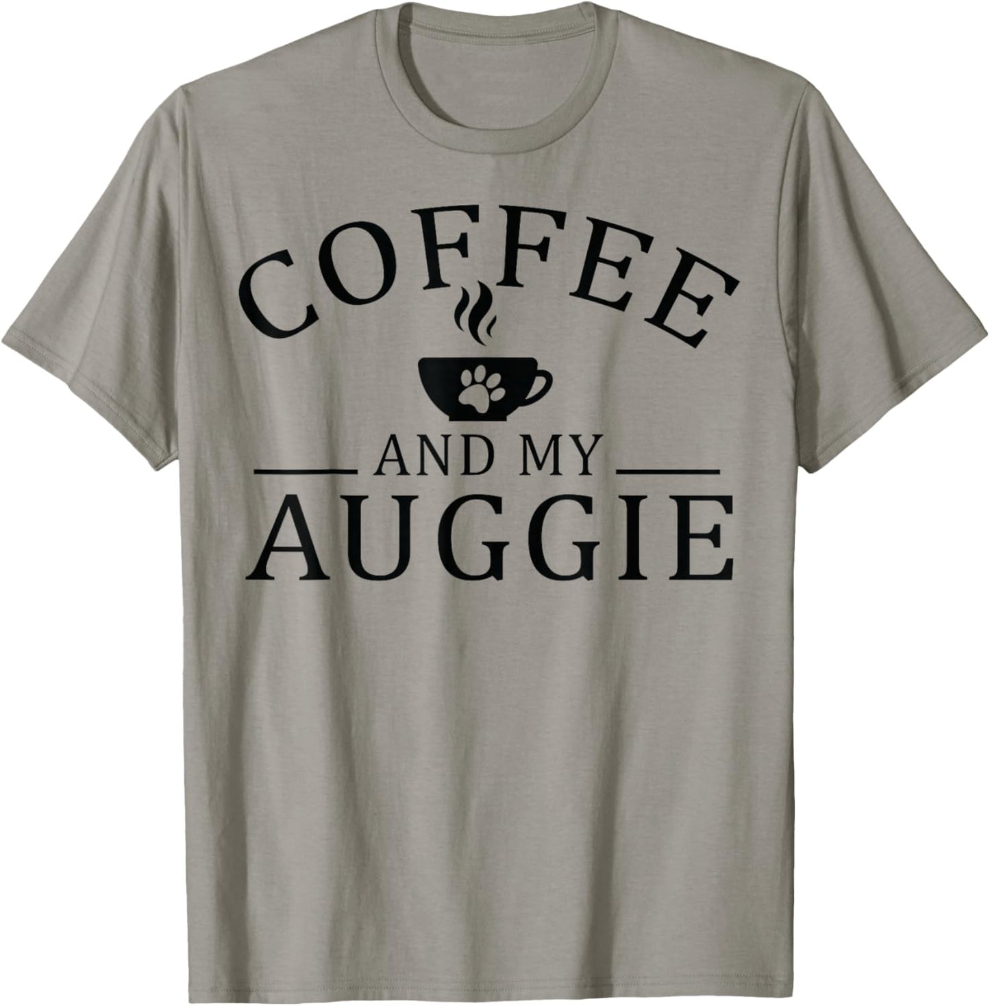 Auggie Dog And Coffee T-Shirt - T-Shirt | Sand