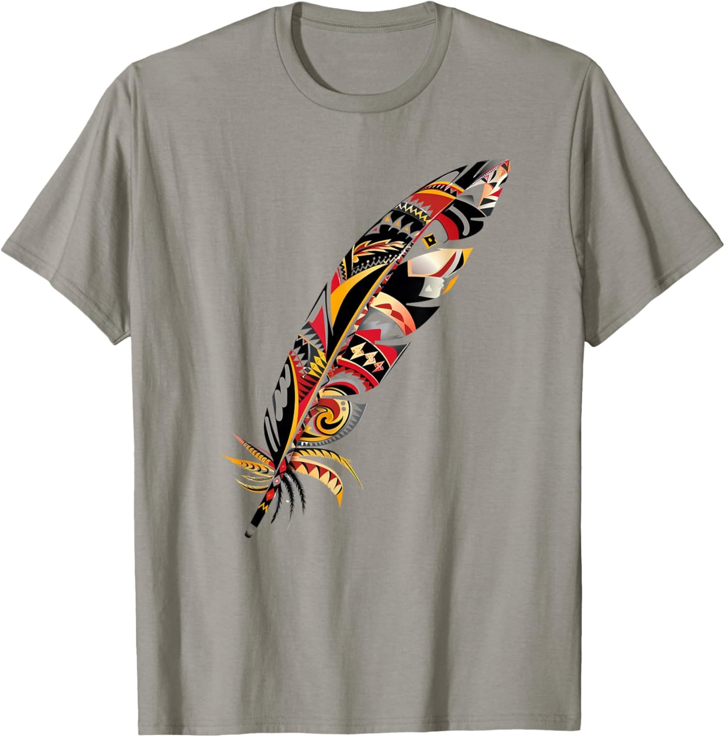 Feather Southwest Native American Indian Tribal Art Graphic T-Shirt - T-Shirt | Sand