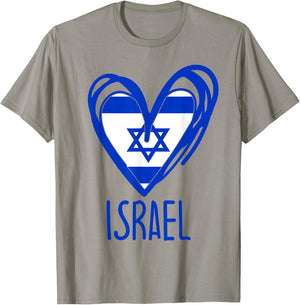 Patriotic Israel Pride Israeli Heart Flag T-Shirt - T-Shirt | Sand
