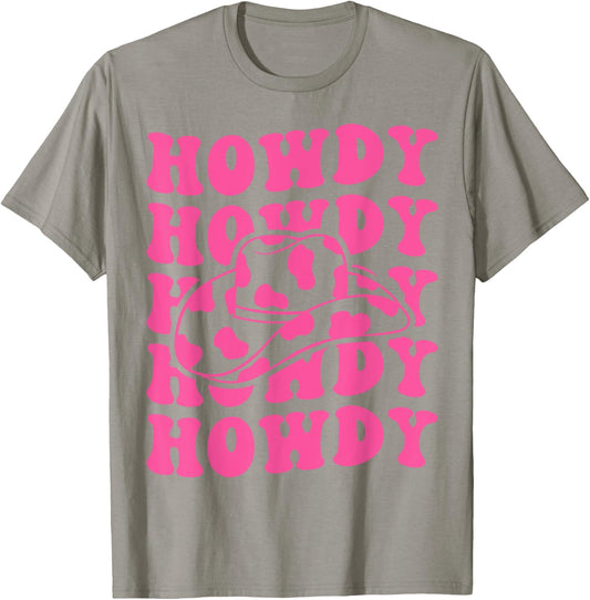 Rodeo White Howdy Western Retro Cowboy Hat Southern Cowgirl T-Shirt - T-Shirt | Sand
