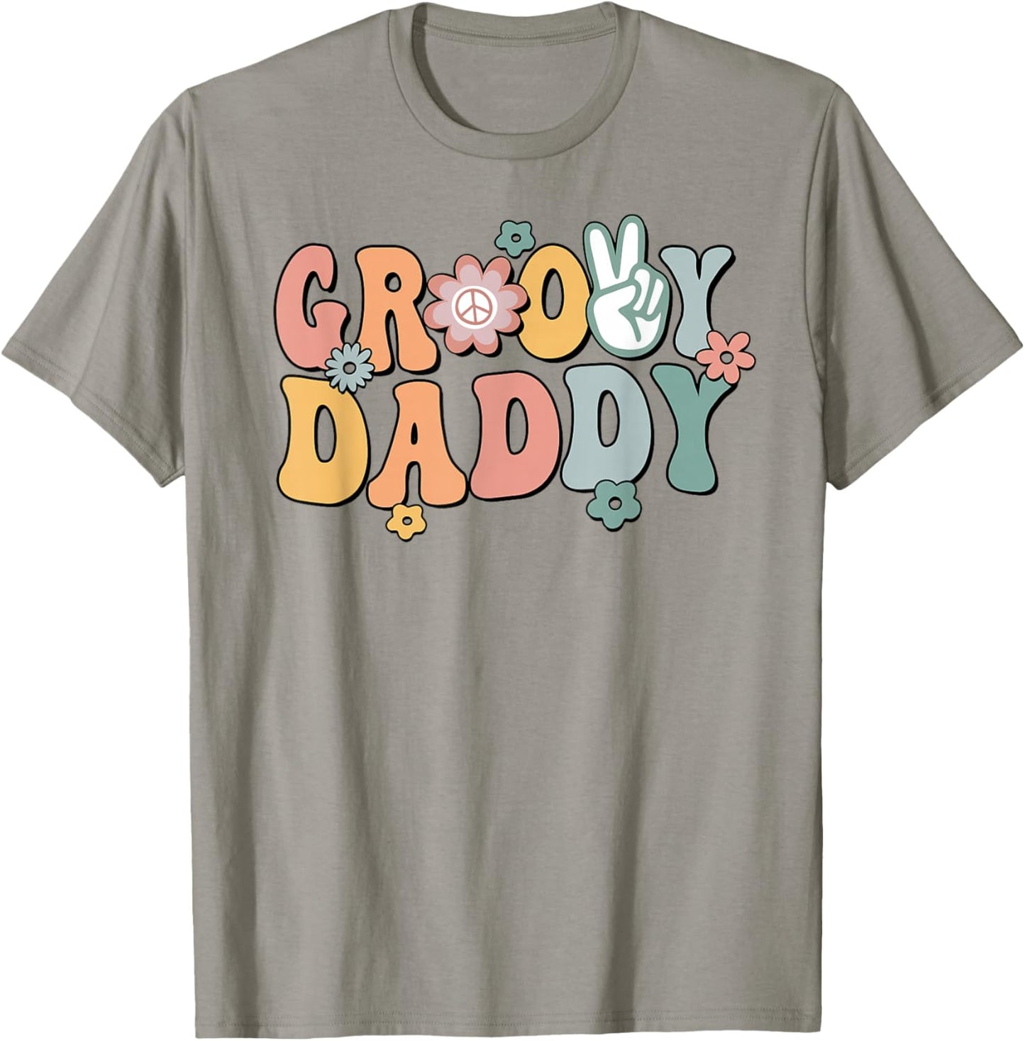 Groovy Daddy Retro Dad Matching Family 1st Birthday Party T-Shirt - T-Shirt | Sand