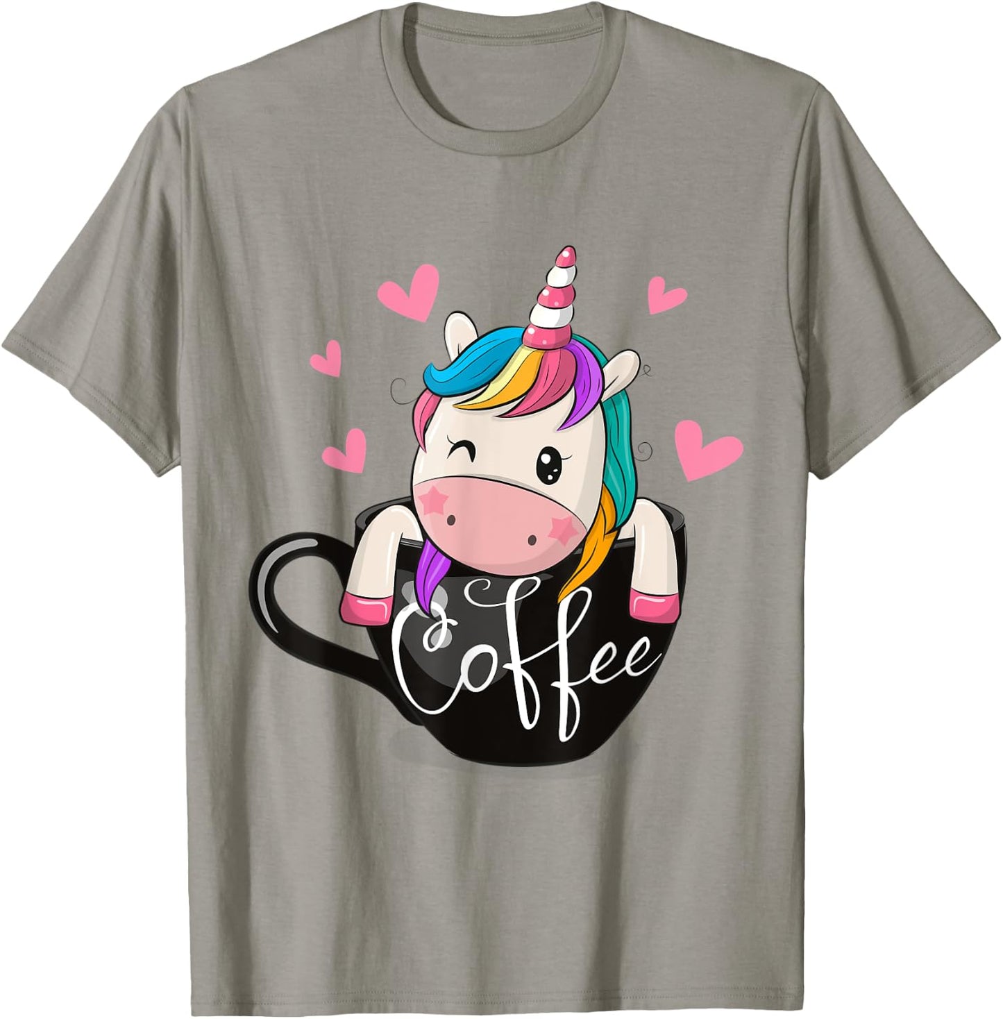 Coffee Drinker Gift Cute Unicorn Lover Coffee Humor T-Shirt - T-Shirt | Sand