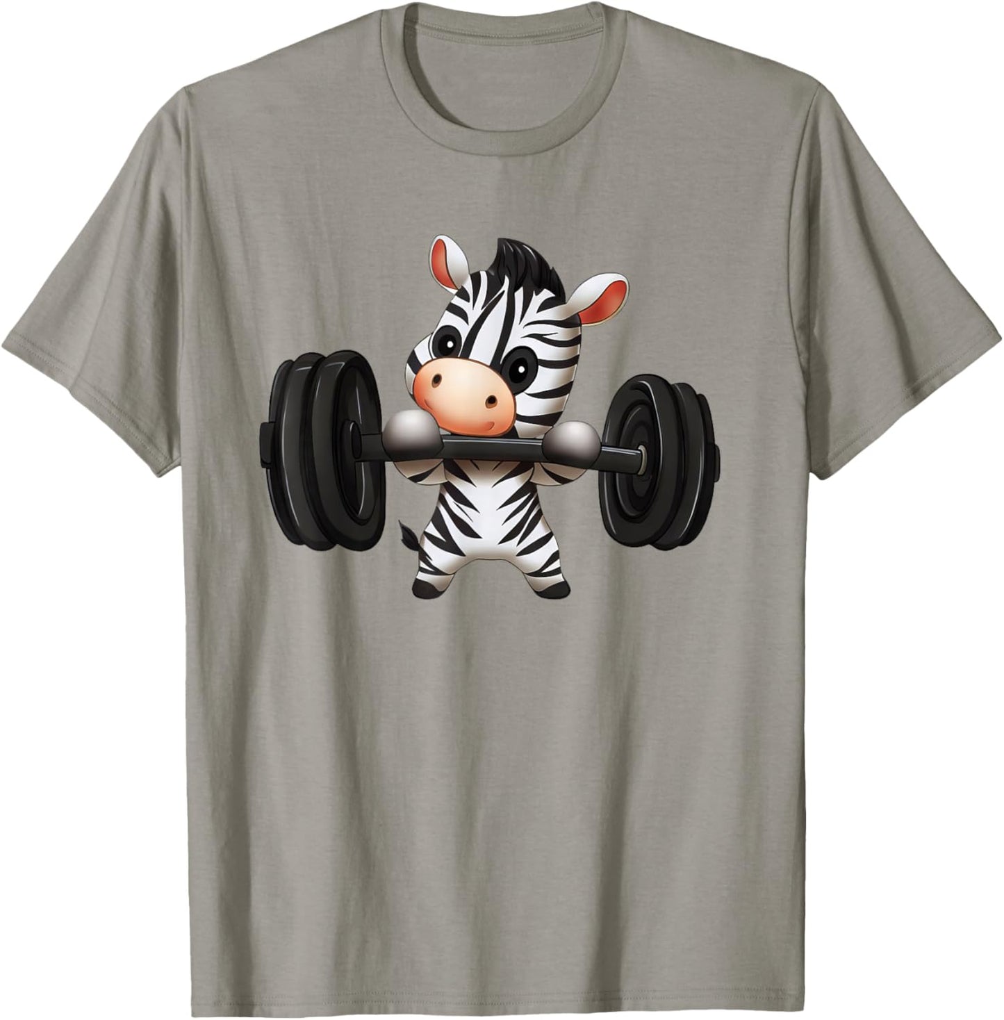 Zebra Barbell Workout Fitness Safari Design T-Shirt - T-Shirt | Sand