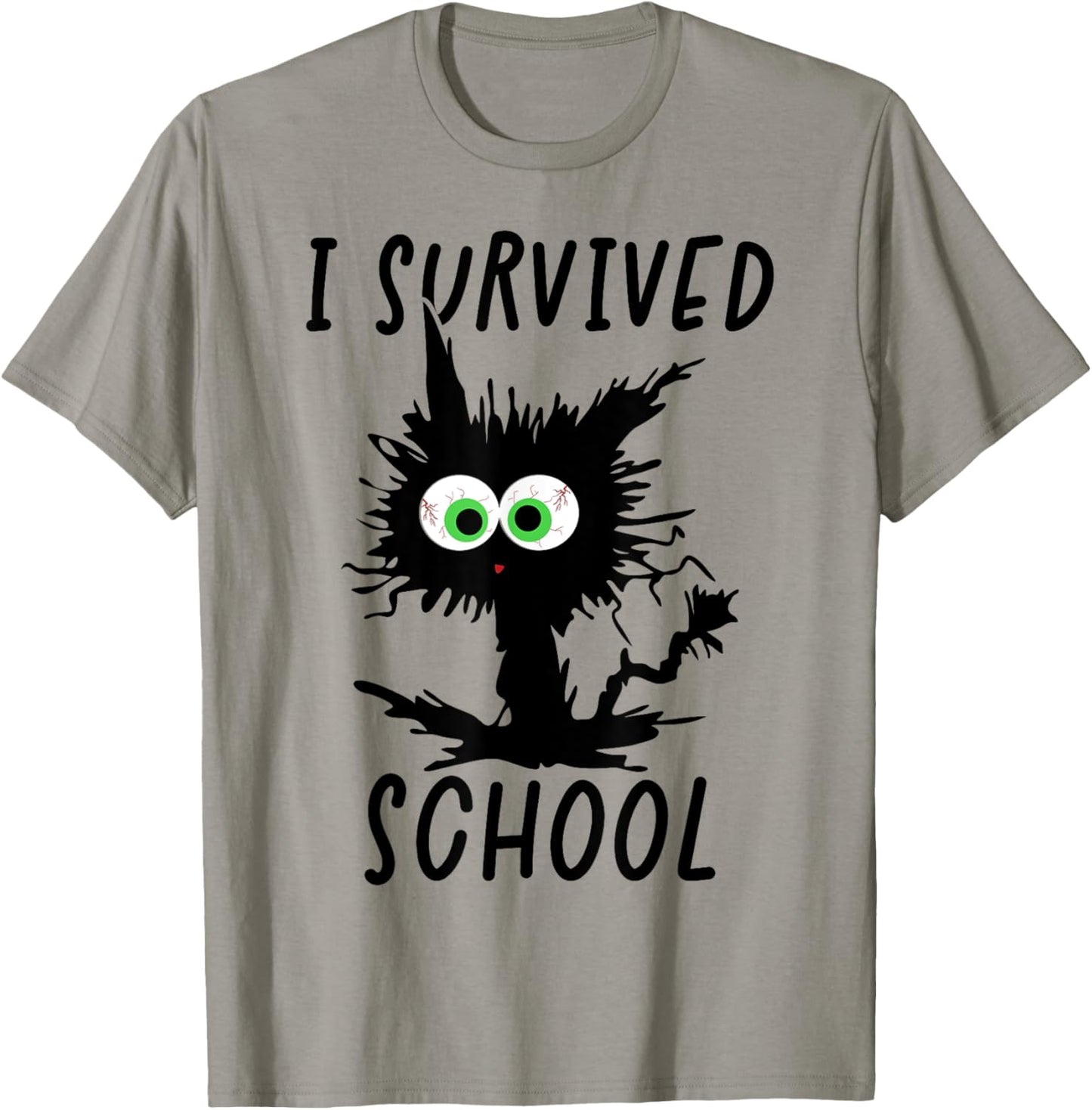 I Survived School Cat Happy Last Day Of School Men Women Kids T-Shirt - T-Shirt | Sand