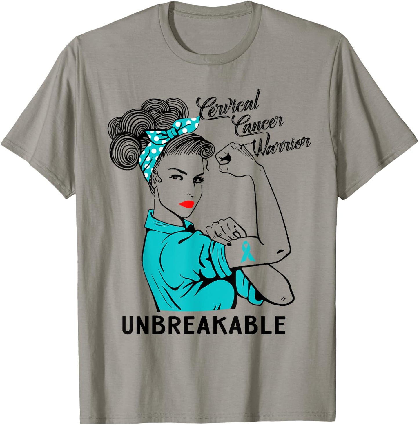 Cervical Cancer Warrior Unbreakable Awareness Gift T-Shirt - T-Shirt | Sand