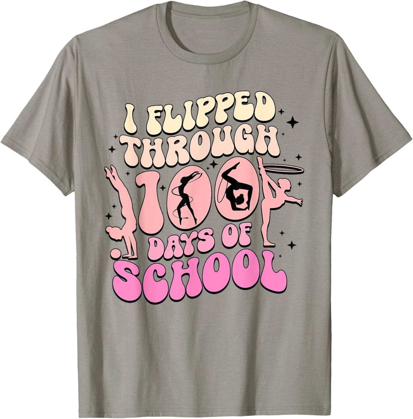I Flipped Through 100 Days Of School Gymnastics Women Kids T-Shirt - T-Shirt | Sand