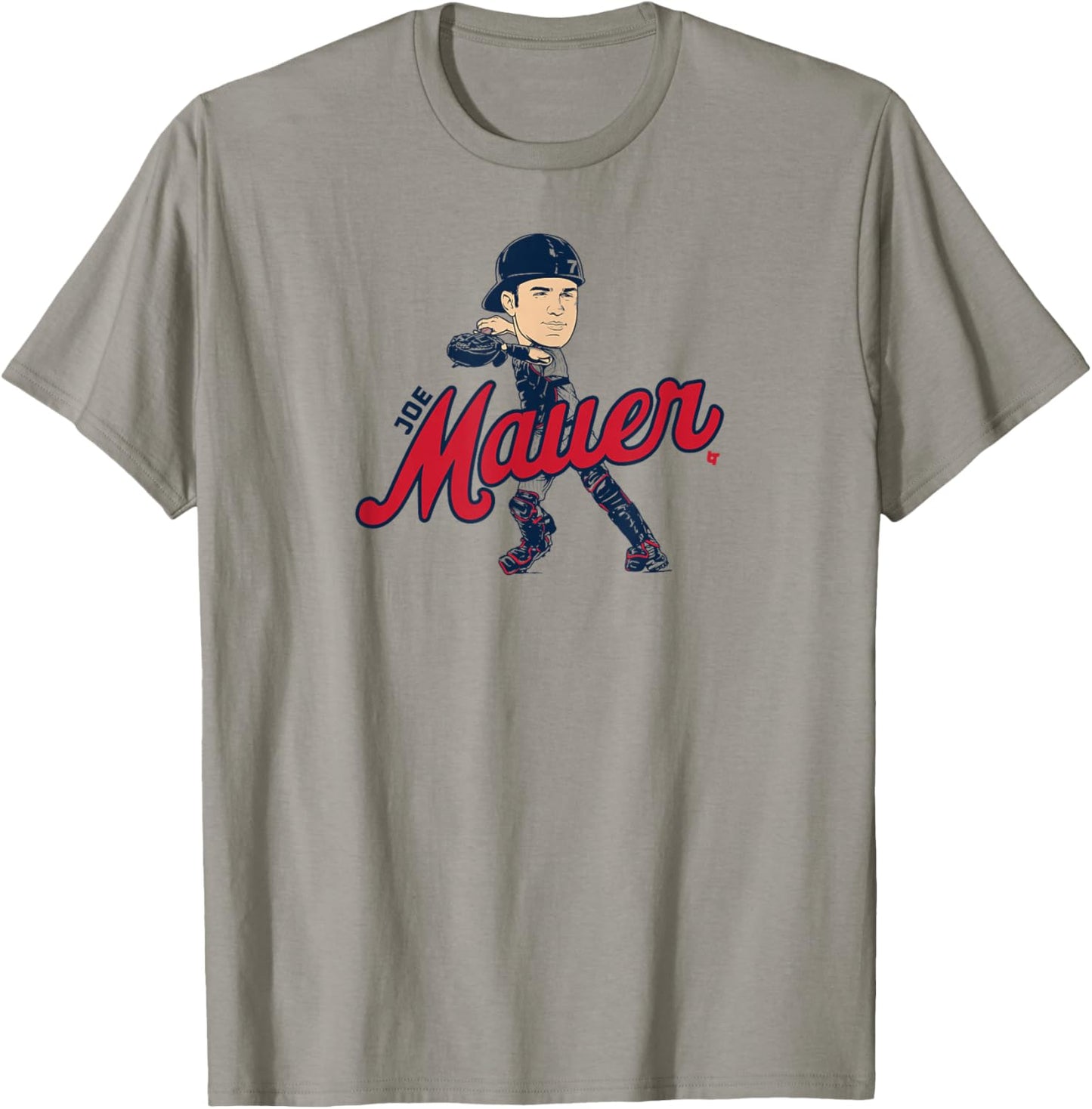 Joe Mauer - Caricature - Minnesota Baseball T-Shirt - T-Shirt | Sand