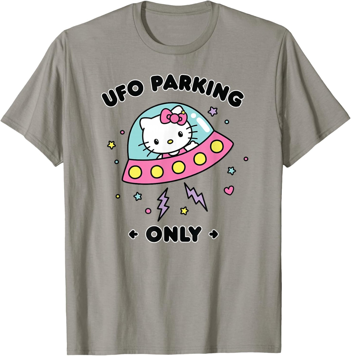 Hello Kitty UFO Parking Only Area 51 Alien Spaceship T-Shirt - T-Shirt | Sand