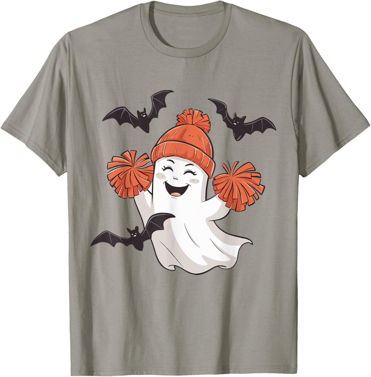 Funny Cheer Ghost Cheerleading Spooky Cheerleader Halloween T-Shirt - T-Shirt | Sand