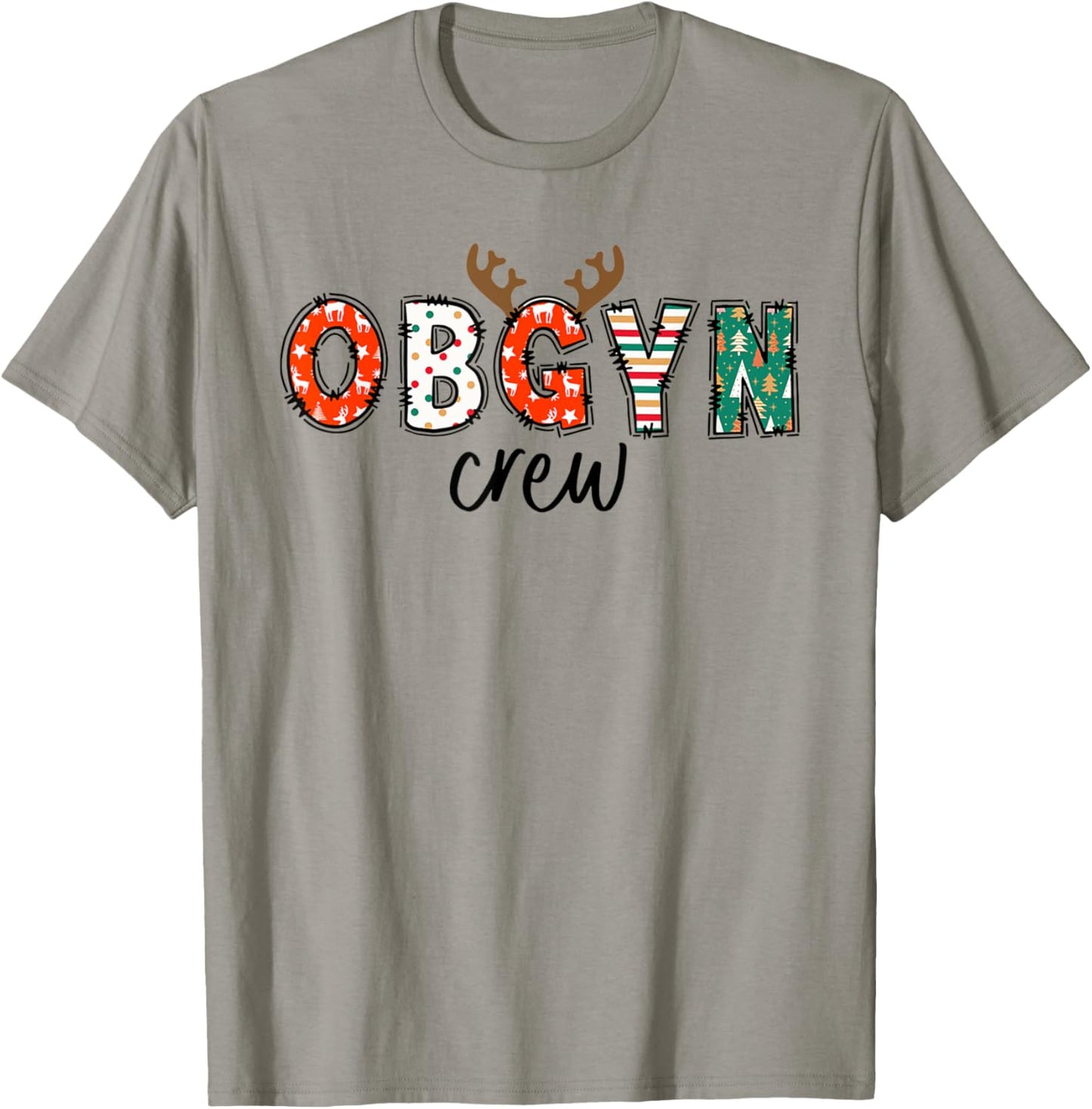 Obgyn Nurse Christmas Reindeer Obstetrics Nurse New Nurse T-Shirt - T-Shirt | Sand