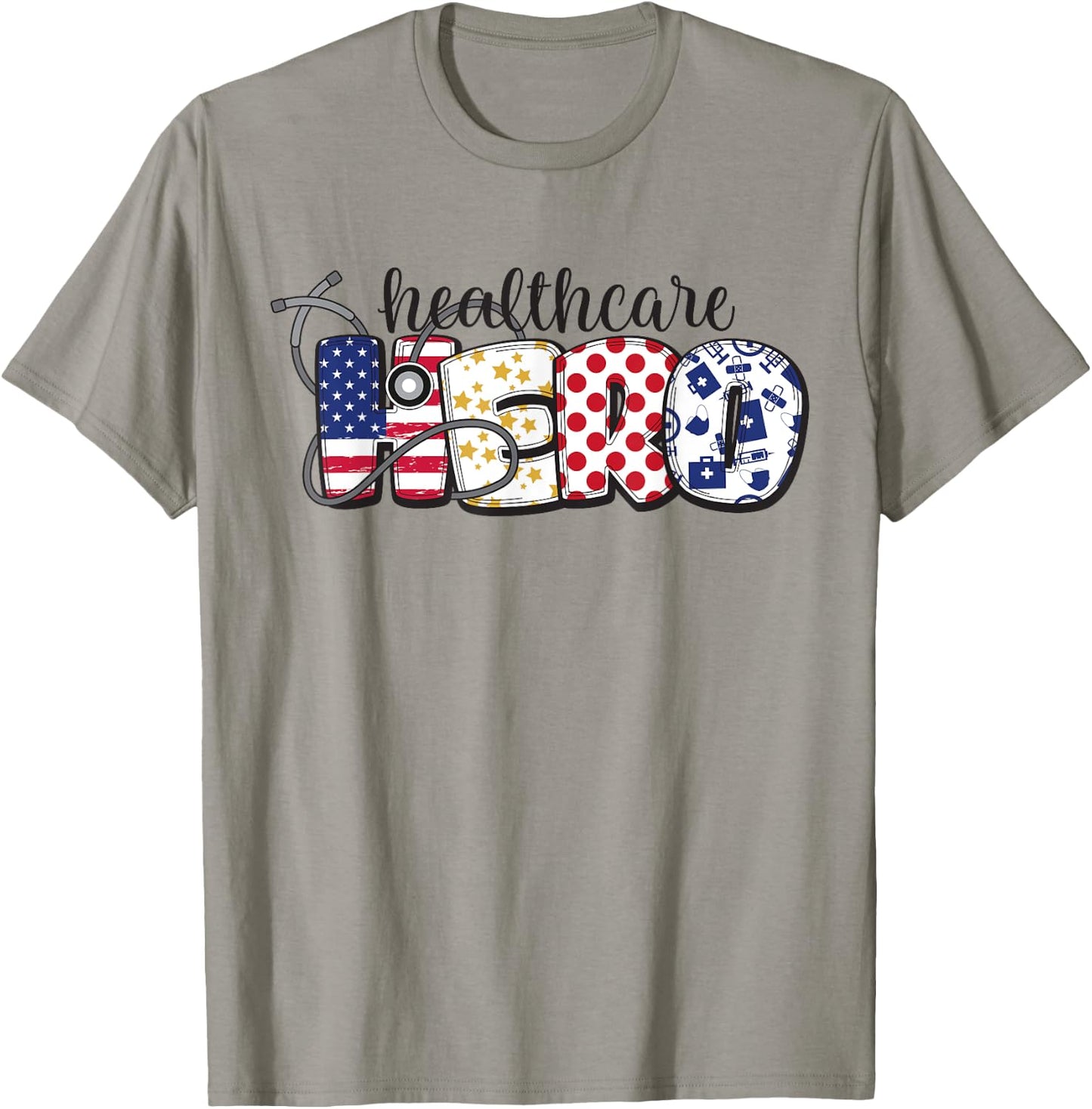 Healthcare Hero Shirt for Nurse Doctor Medical American Flag T-Shirt - T-Shirt | Sand
