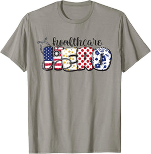 Healthcare Hero Shirt for Nurse Doctor Medical American Flag T-Shirt - T-Shirt | Sand