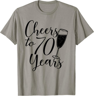Cheers To 70 Years Men Anniversary 70th Birthday T-Shirt - T-Shirt | Sand