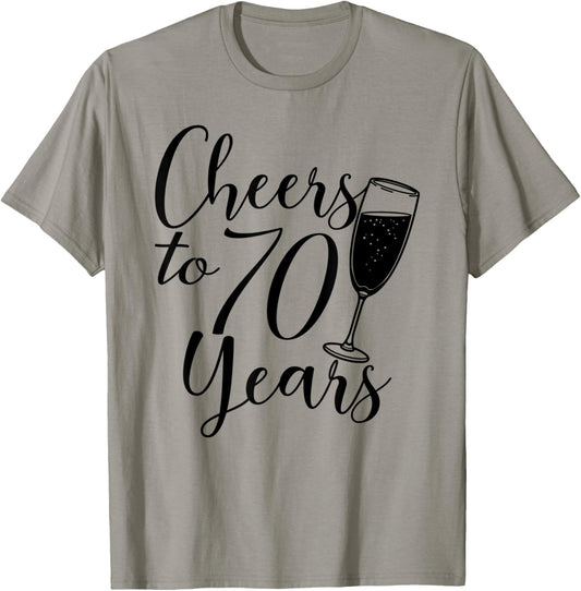 Cheers To 70 Years Men Anniversary 70th Birthday T-Shirt - T-Shirt | Sand