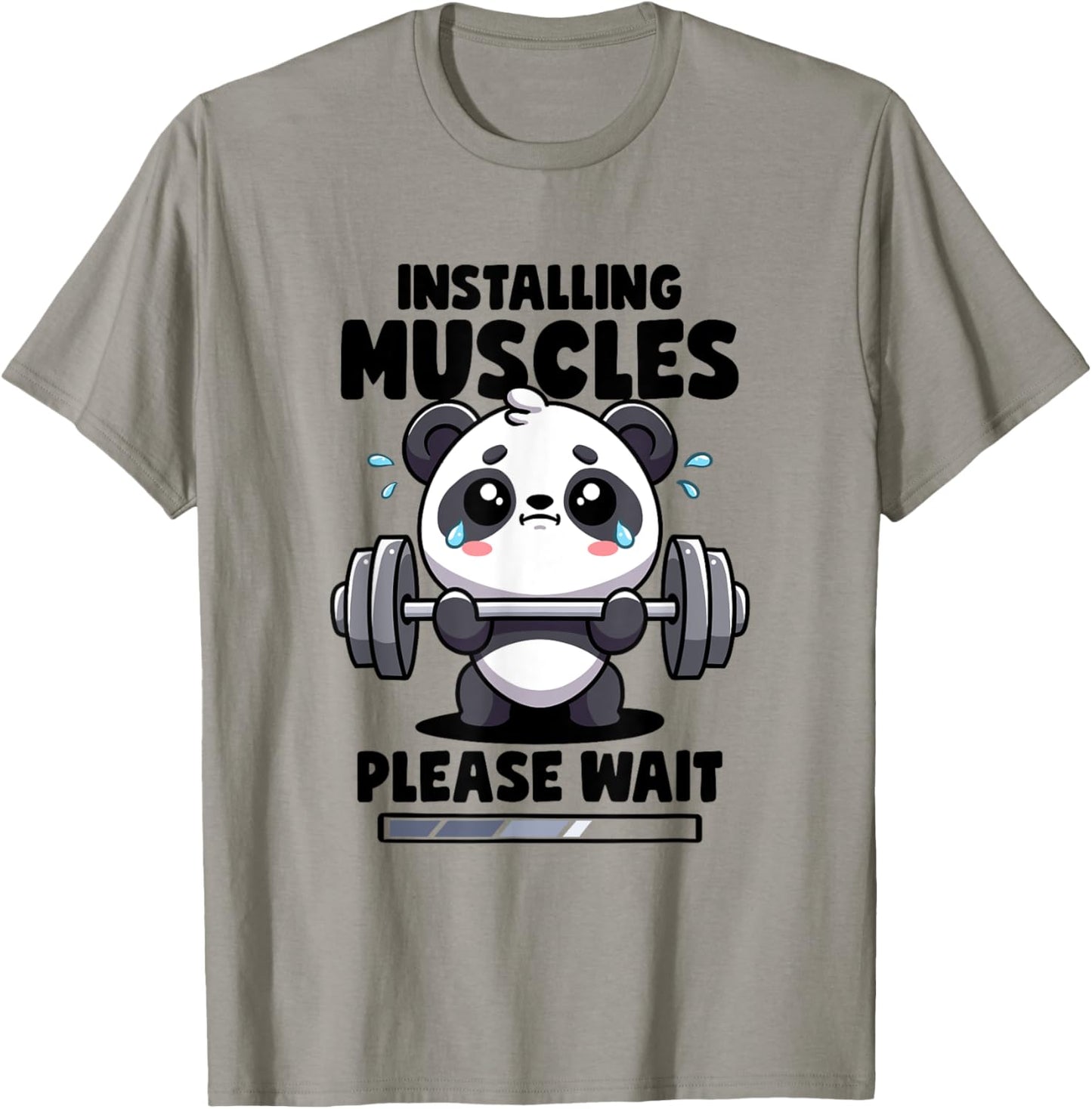 Installing Muscles Please Wait Panda Lifting Gym Quote Panda T-Shirt - T-Shirt | Sand