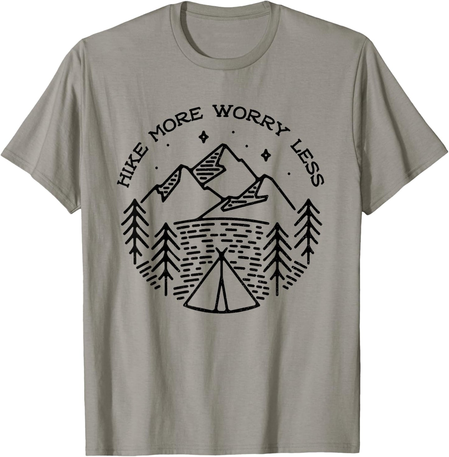 Funny Mountain Hiker Hike More Worry Less Hiking Outdoor T-Shirt - T-Shirt | Sand
