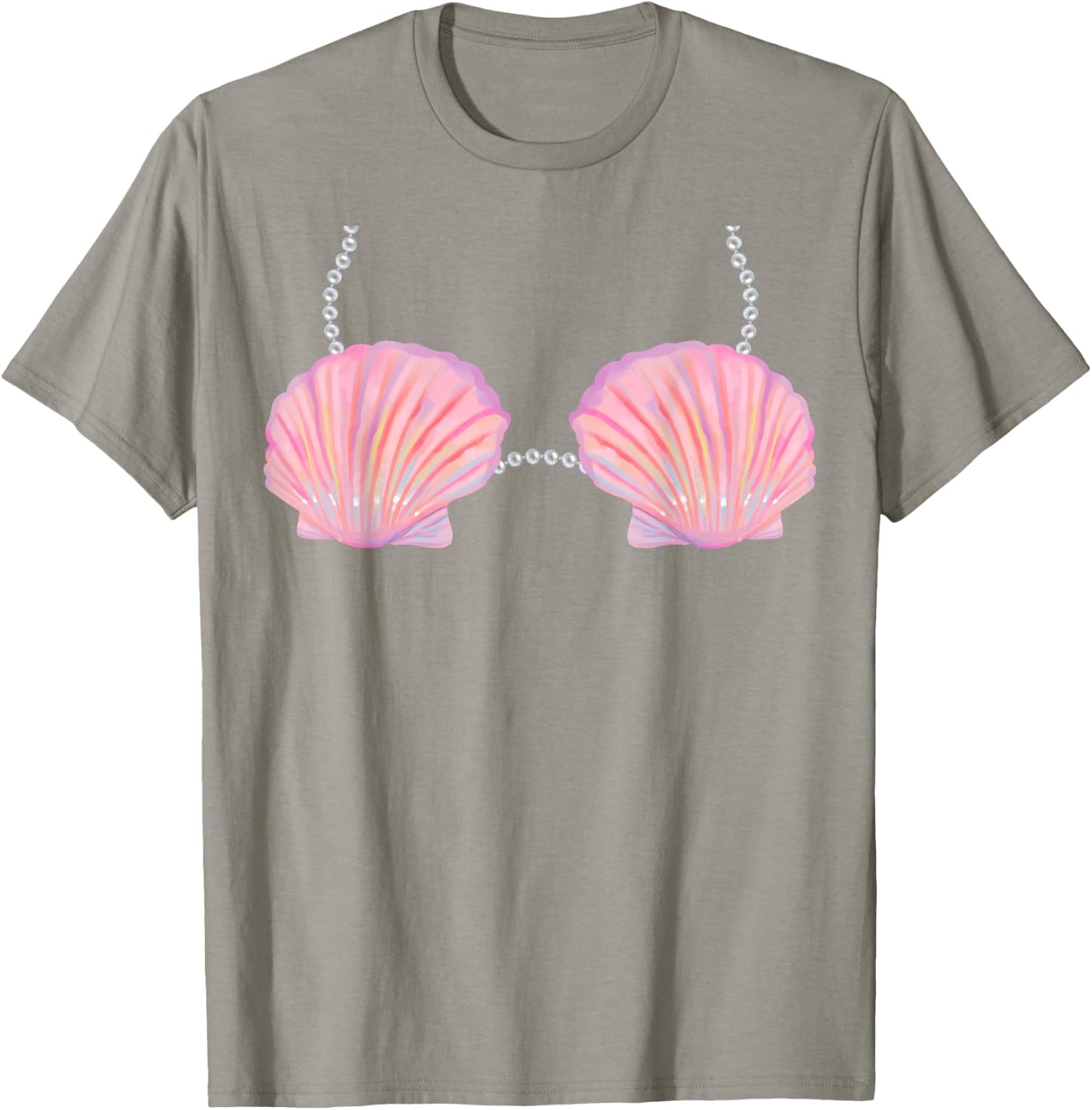 Mermaid Bra Lazy Halloween Costume T-Shirt - T-Shirt | Sand